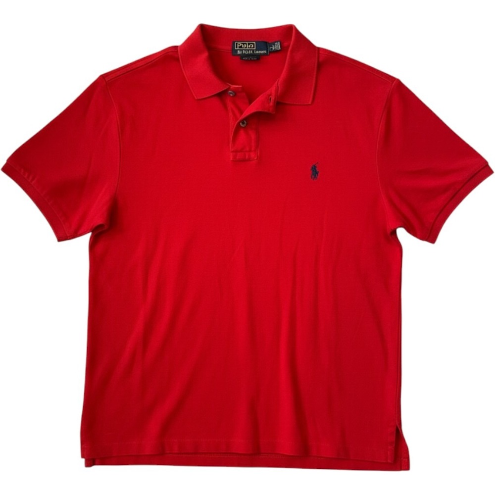 Polo Ralph Lauren Polo Shirt Mens Large Red Good Custom Fit Cotton Short Sleeve